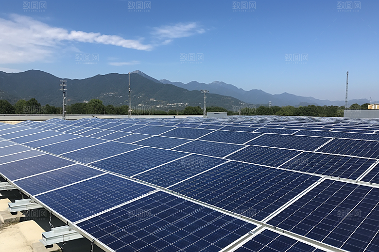 光伏太阳能板电能太阳能发电摄影图
