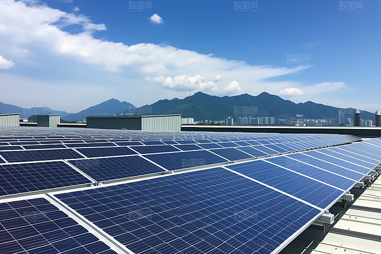 光伏太阳能板太阳能发电环保摄影图