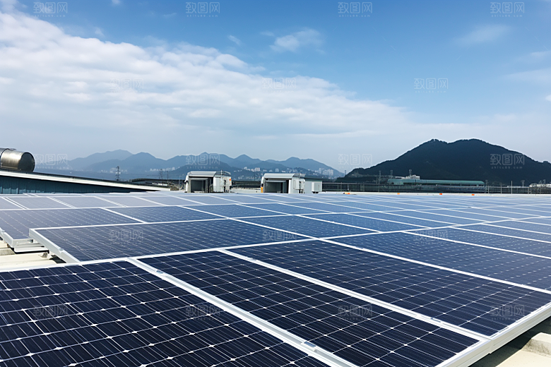 光伏太阳能板低碳太阳能发电摄影图