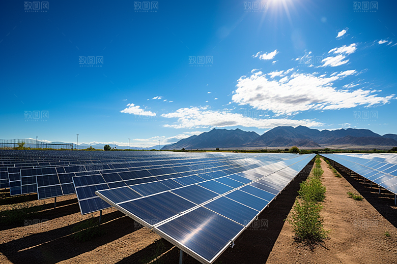 光伏太阳能板环保太阳能发电摄影图