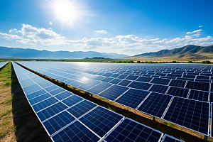 光伏太阳能板发电站清洁能源摄影图