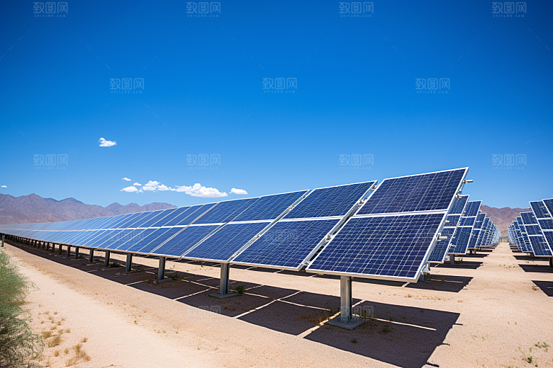 光伏太阳能板高清太阳能发电摄影图