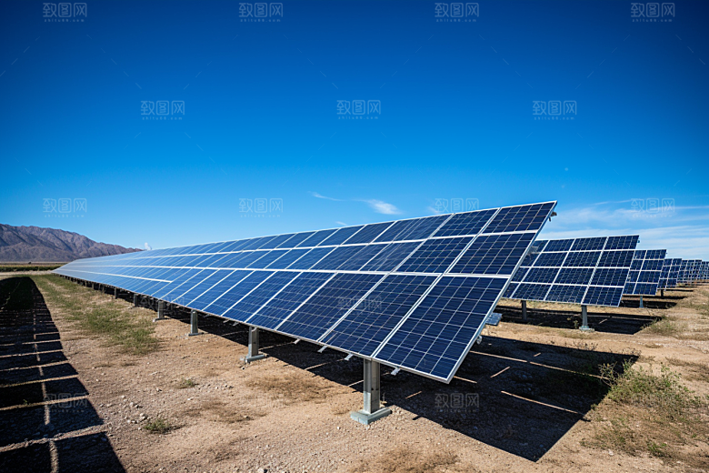 光伏太阳能板太阳能发电清洁能源摄影图