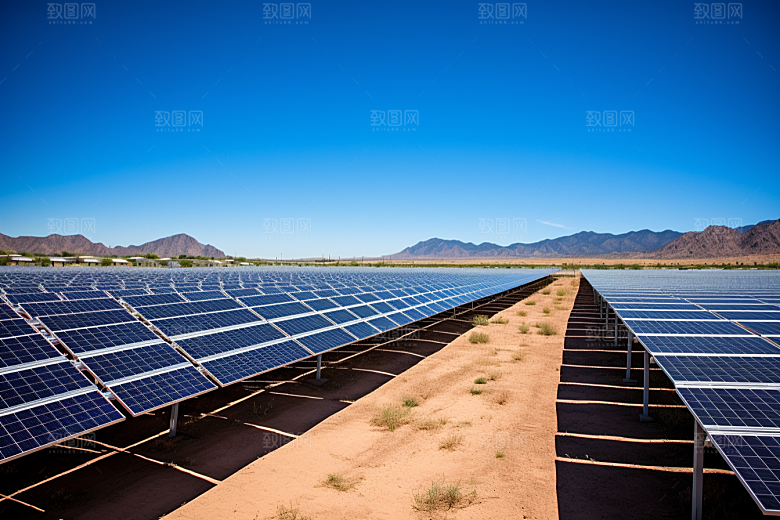 光伏太阳能板电能太阳能发电摄影图