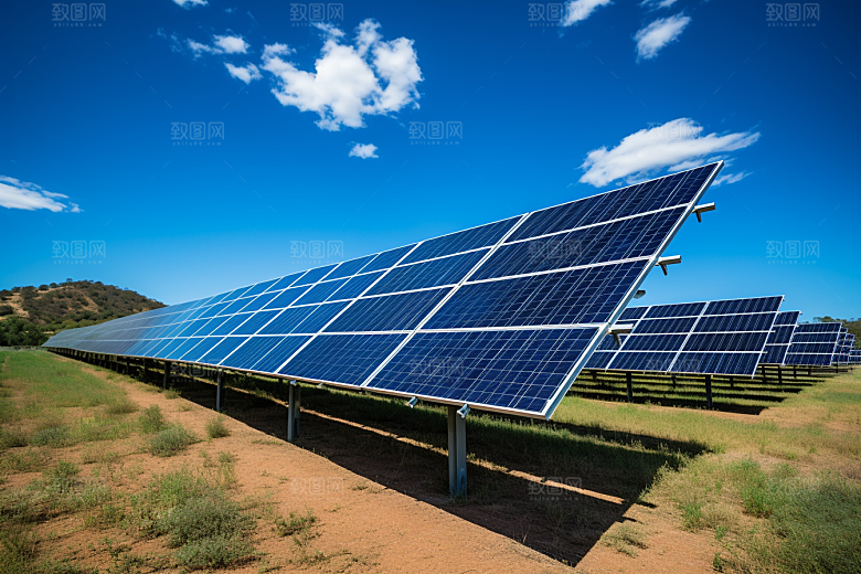 光伏太阳能板电能太阳能发电摄影图
