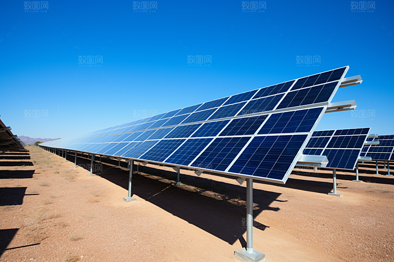 光伏太阳能板太阳能发电高清摄影图