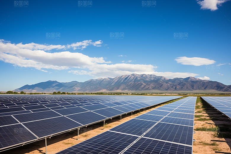 光伏太阳能板清洁能源高清摄影图