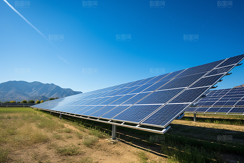 光伏太阳能板清洁能源高清摄影图