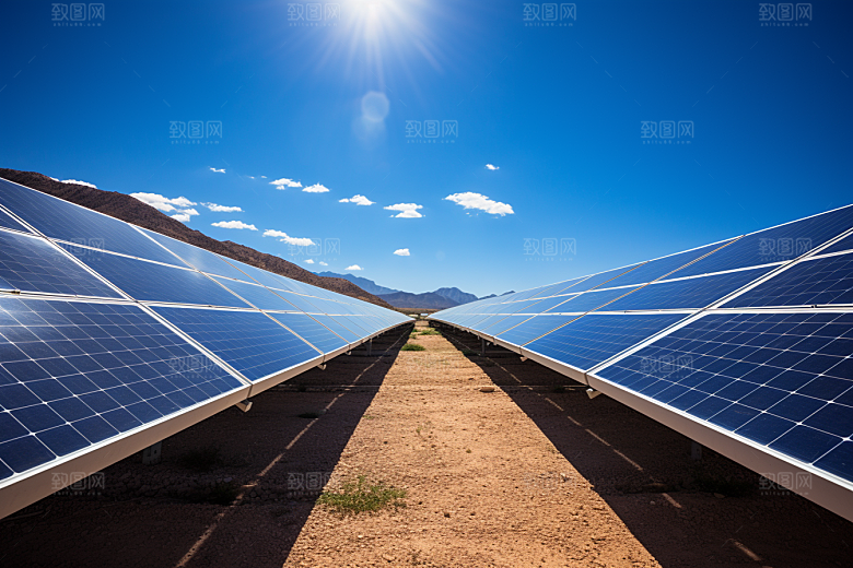 光伏太阳能板清洁能源电能摄影图