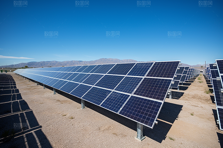 光伏太阳能板绿色高清摄影图