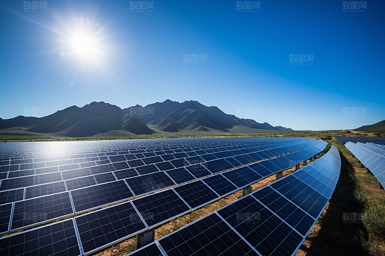 光伏太阳能板低碳清洁能源摄影图