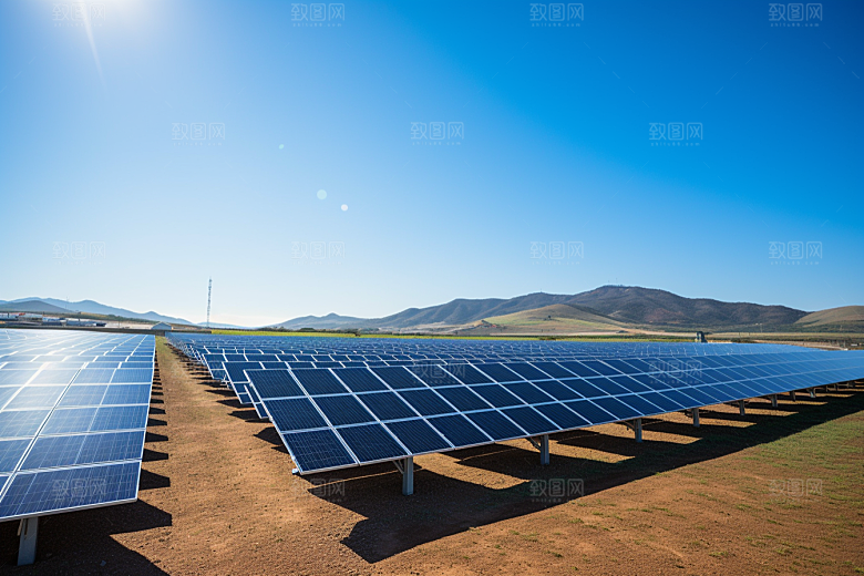 光伏太阳能板清洁能源高清摄影图