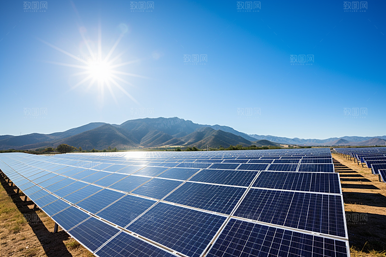 光伏太阳能板太阳能发电高清摄影图