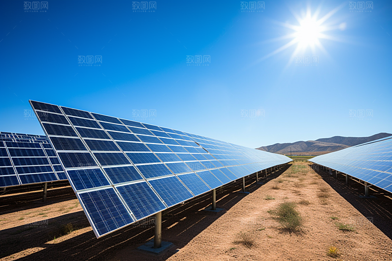 光伏太阳能板高清清洁能源摄影图