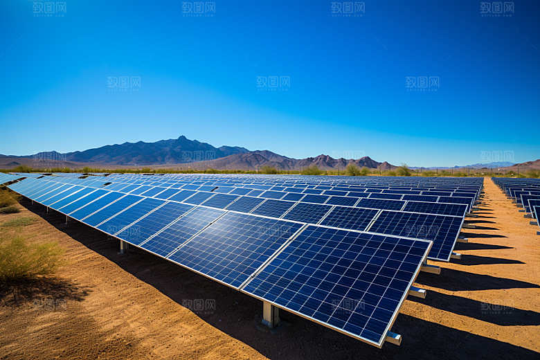 光伏太阳能板清洁能源电能摄影图