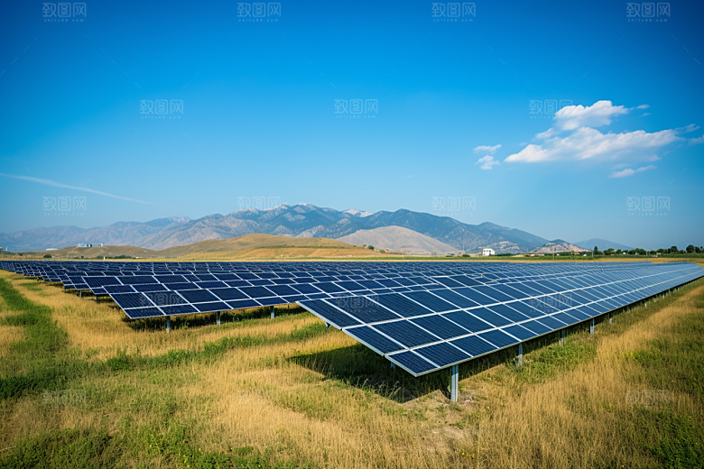 光伏太阳能板太阳能发电电能摄影图
