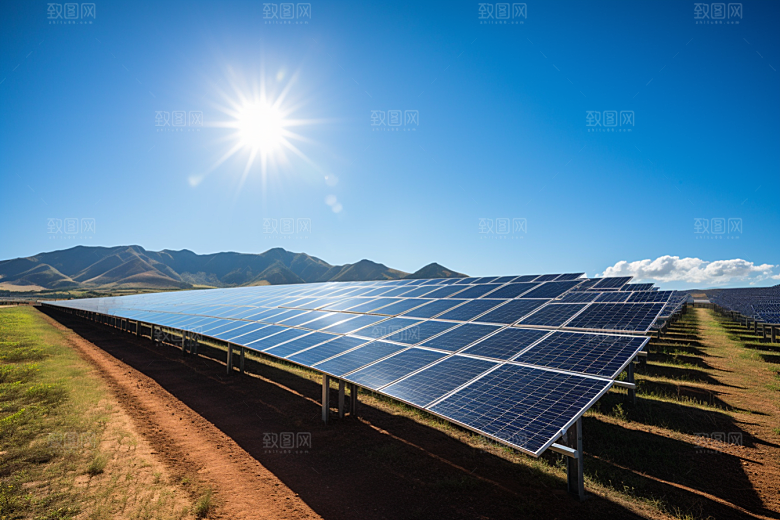 光伏太阳能板绿色清洁能源摄影图