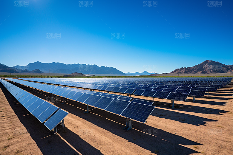 光伏太阳能板清洁能源太阳能发电摄影图