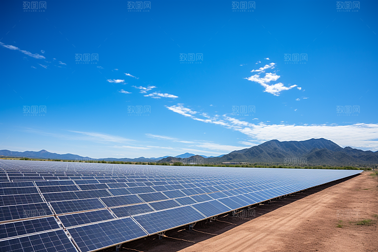 光伏太阳能板绿色发电站摄影图