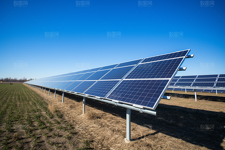 光伏太阳能板清洁能源高清摄影图