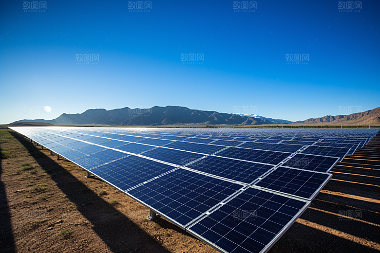 光伏太阳能板发电站清洁能源摄影图