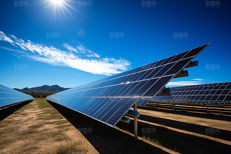 光伏太阳能板环保发电站摄影图
