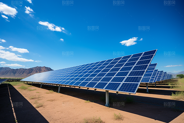 光伏太阳能板绿色发电站摄影图