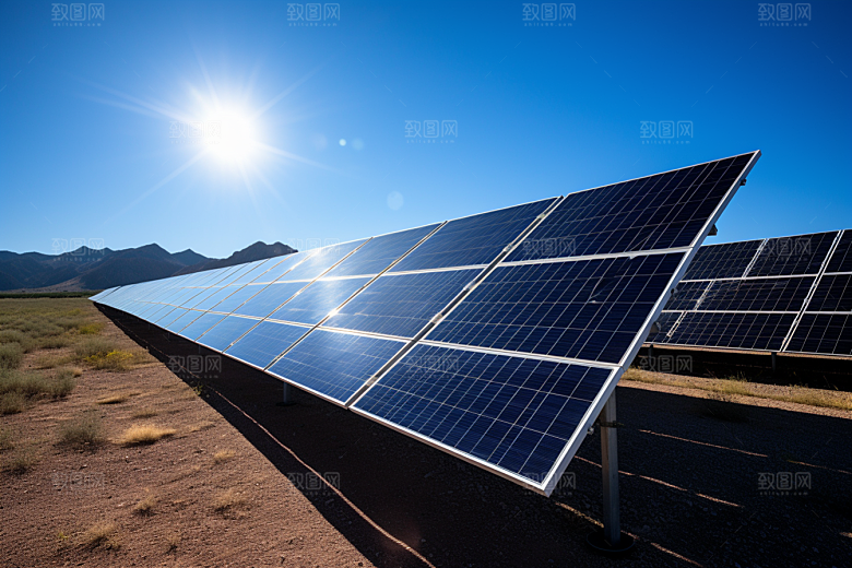 光伏太阳能板发电站低碳摄影图