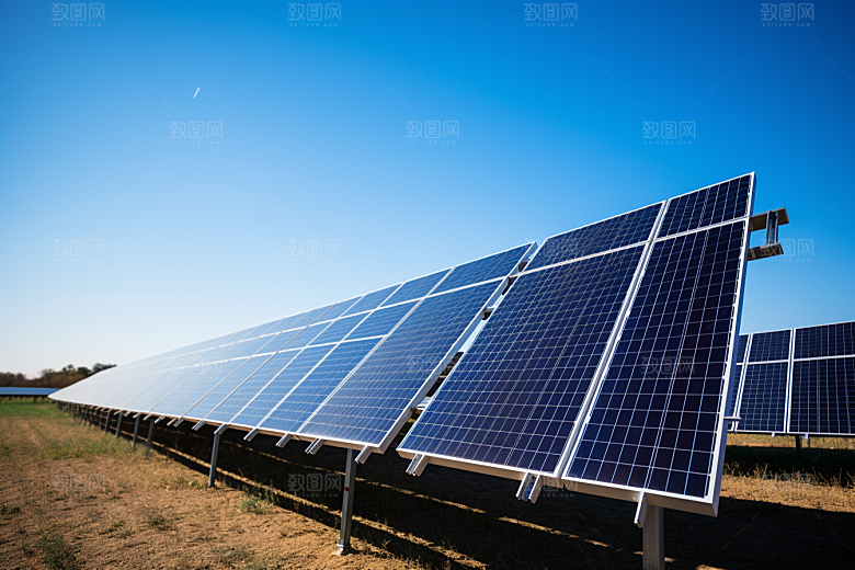 光伏太阳能板发电站低碳摄影图