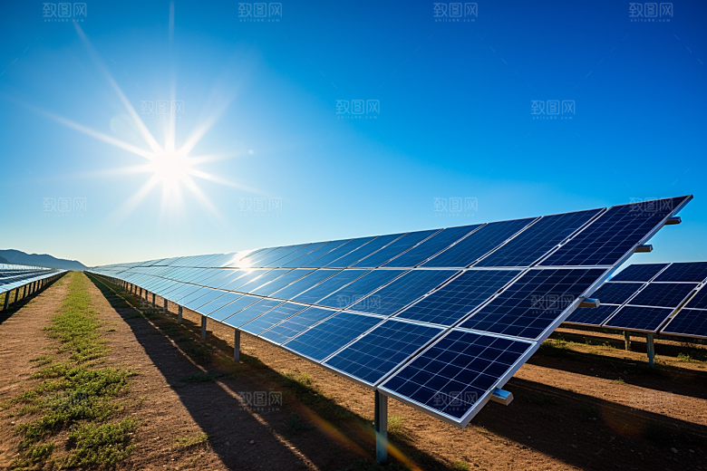 光伏太阳能板清洁能源发电站摄影图