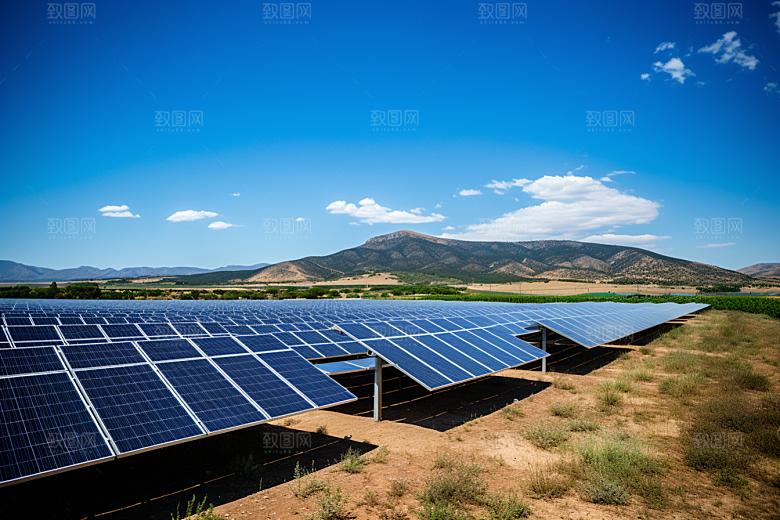 光伏太阳能板清洁能源绿色摄影图