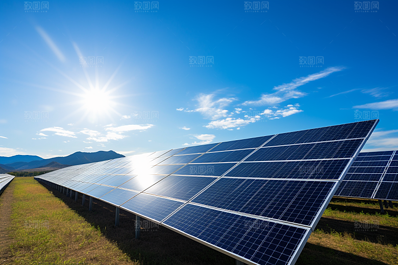 光伏太阳能板环保发电站摄影图