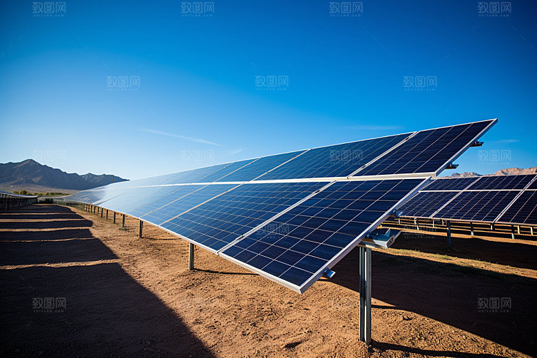 光伏太阳能板绿色太阳能发电摄影图