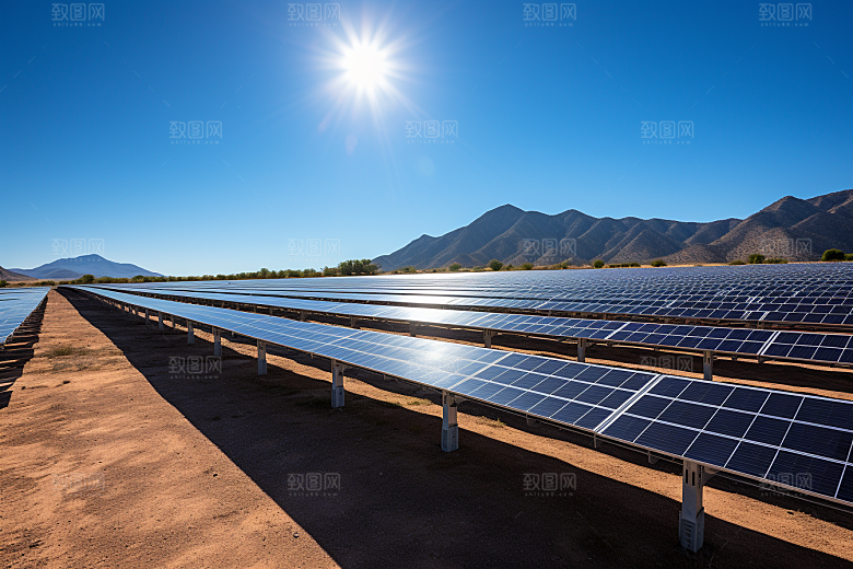 光伏太阳能板太阳能发电发电站摄影图