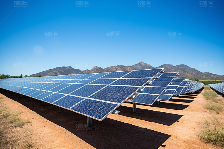 光伏太阳能板太阳能发电清洁能源摄影图