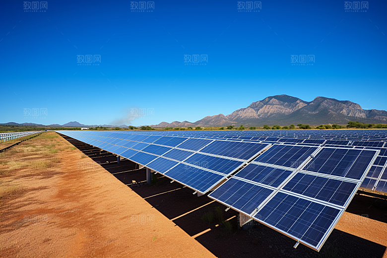 光伏太阳能板绿色发电站摄影图