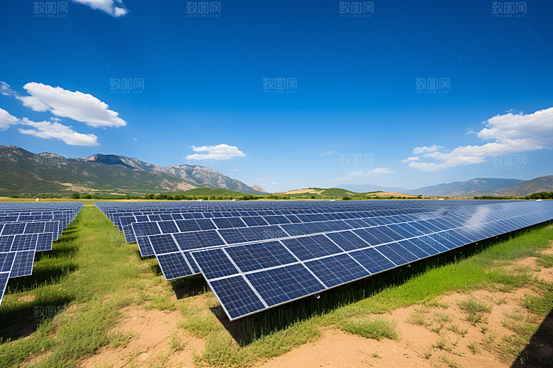 光伏太阳能板电能清洁能源摄影图