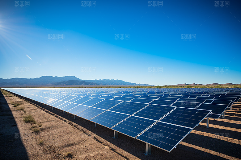 光伏太阳能板环保太阳能发电摄影图