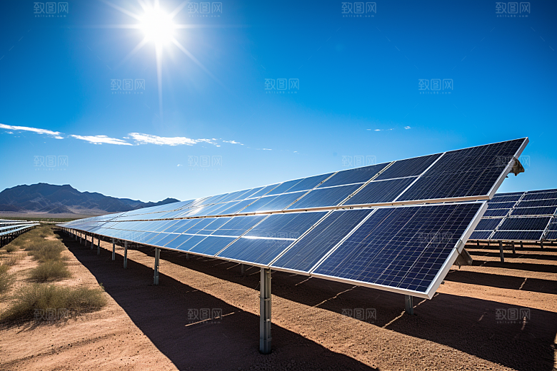 光伏太阳能板环保发电站摄影图