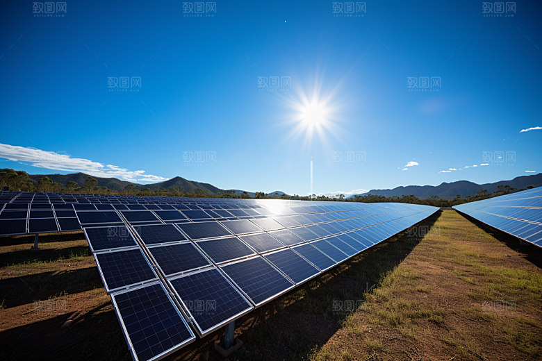 光伏太阳能板绿色太阳能发电摄影图