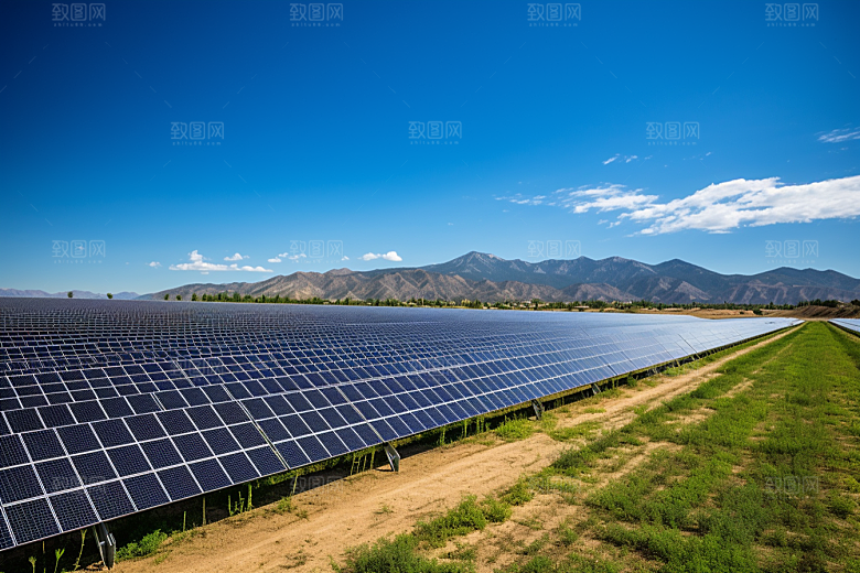 光伏太阳能板绿色高清摄影图