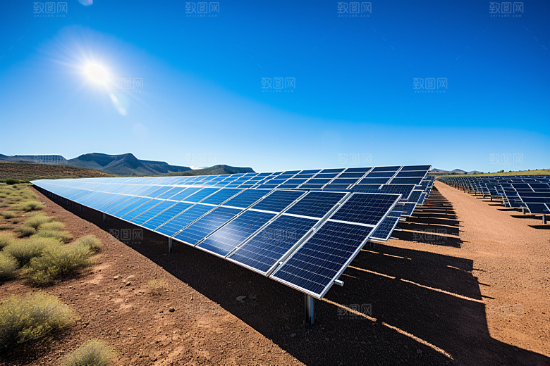 光伏太阳能板清洁能源高清摄影图