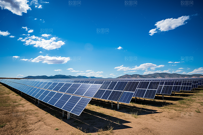 光伏太阳能板清洁能源高清摄影图