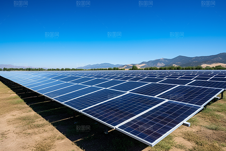 光伏太阳能板绿色发电站摄影图