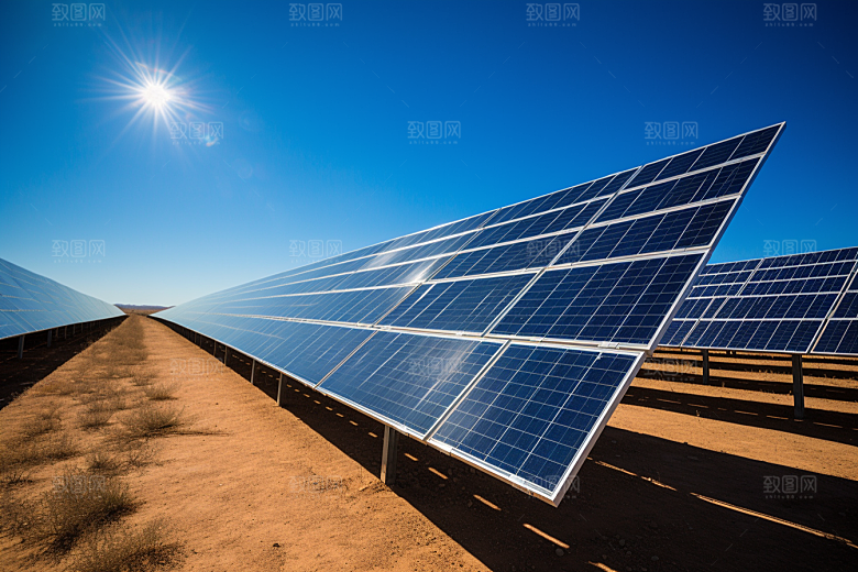 光伏太阳能板清洁能源高清摄影图