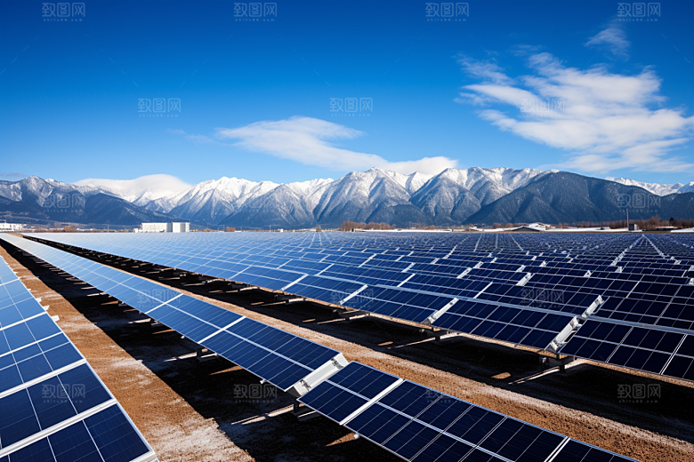 光伏太阳能板高清太阳能发电摄影图