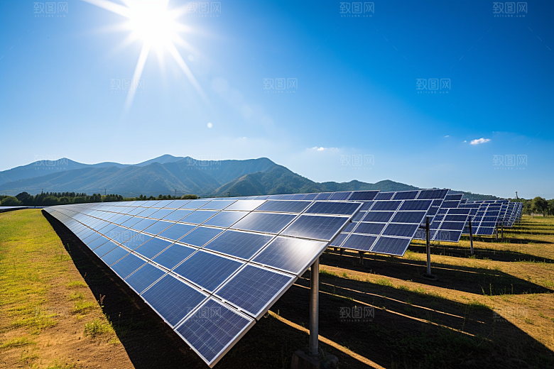 光伏太阳能板绿色高清摄影图