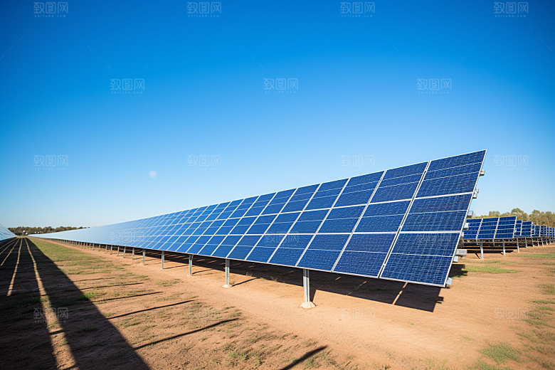 光伏太阳能板高清太阳能发电摄影图