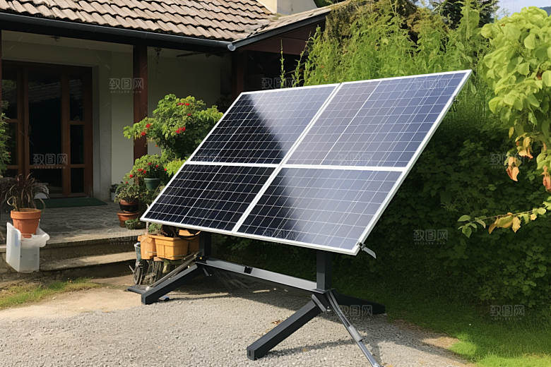 光伏太阳能板绿色发电站摄影图