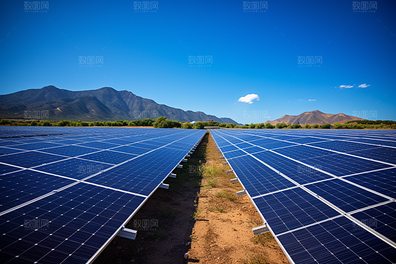 光伏太阳能板太阳能发电电能摄影图